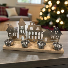 Load image into Gallery viewer, Metal 'Town Scene' tea light Decoration