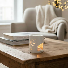 Load image into Gallery viewer, Leaf design cylinder Wax Melt Burner