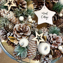 Load image into Gallery viewer, Personalised Frosted Pinecone and Star Wreath