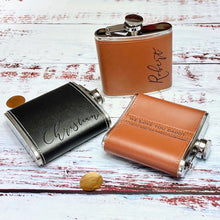 Load image into Gallery viewer, Personalised Leather Hip Flask
