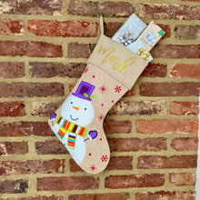 Load image into Gallery viewer, Hessian Snowman Stocking