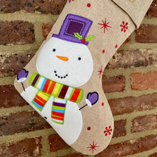 Load image into Gallery viewer, Hessian Snowman Stocking