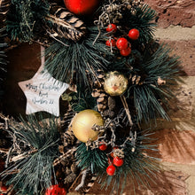 Load image into Gallery viewer, Personalised Festive Bauble Pine And Red Berry Wreath
