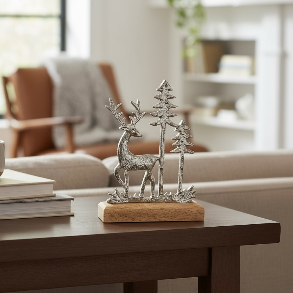 Metal Reindeer Christmas scene decoration