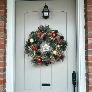 Personalised Festive Bauble Pine And Red Berry Wreath