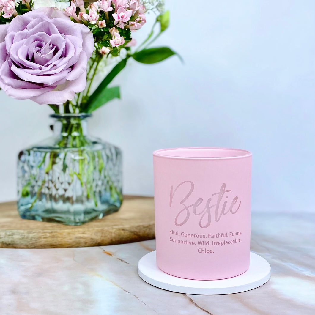 Bestie Personalised Scented Candle Pink