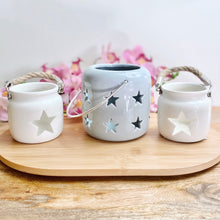 Load image into Gallery viewer, Small White Ceramic Star tea light Lantern
