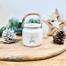 Load image into Gallery viewer, Small White Ceramic Star tea light Lantern
