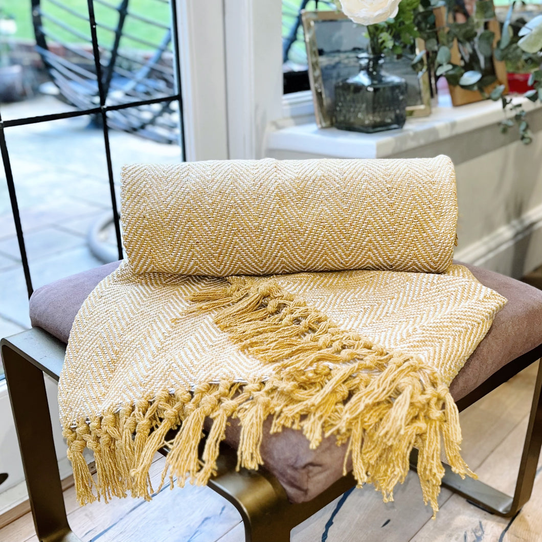 Herringbone Throw Ochre Yellow Atelier 38