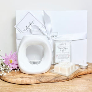 White Oval Wax Melt Burner Gift Box