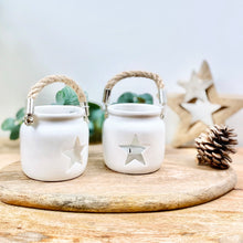 Load image into Gallery viewer, Small White Ceramic Star tea light Lantern

