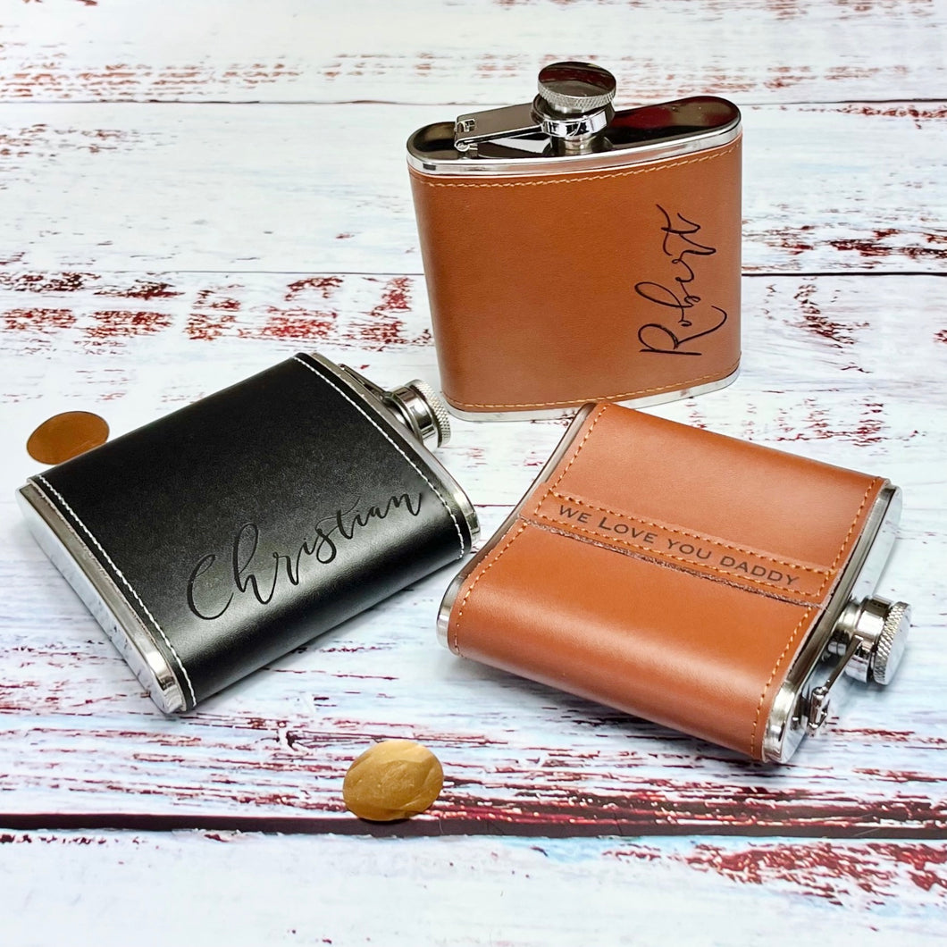 Personalised Leather Hip Flask