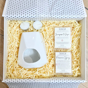White Geo Wax Melt Burner Gift Box