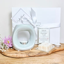Load image into Gallery viewer, Grey Oval Wax Melt Burner Gift Box
