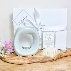 Grey Oval Wax Melt Burner Gift Box