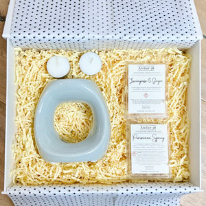 Grey Oval Wax Melt Burner Gift Box