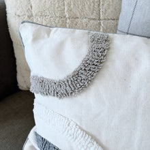Load image into Gallery viewer, Grey &amp; White tufted cushion

