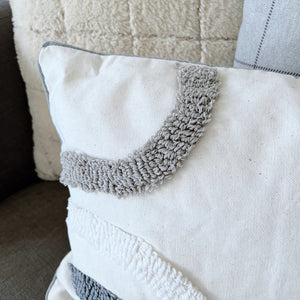 Grey & White tufted cushion