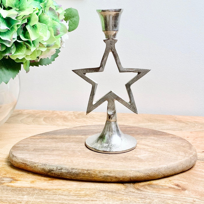 Metal Star Candle Holder Antique Silver finish