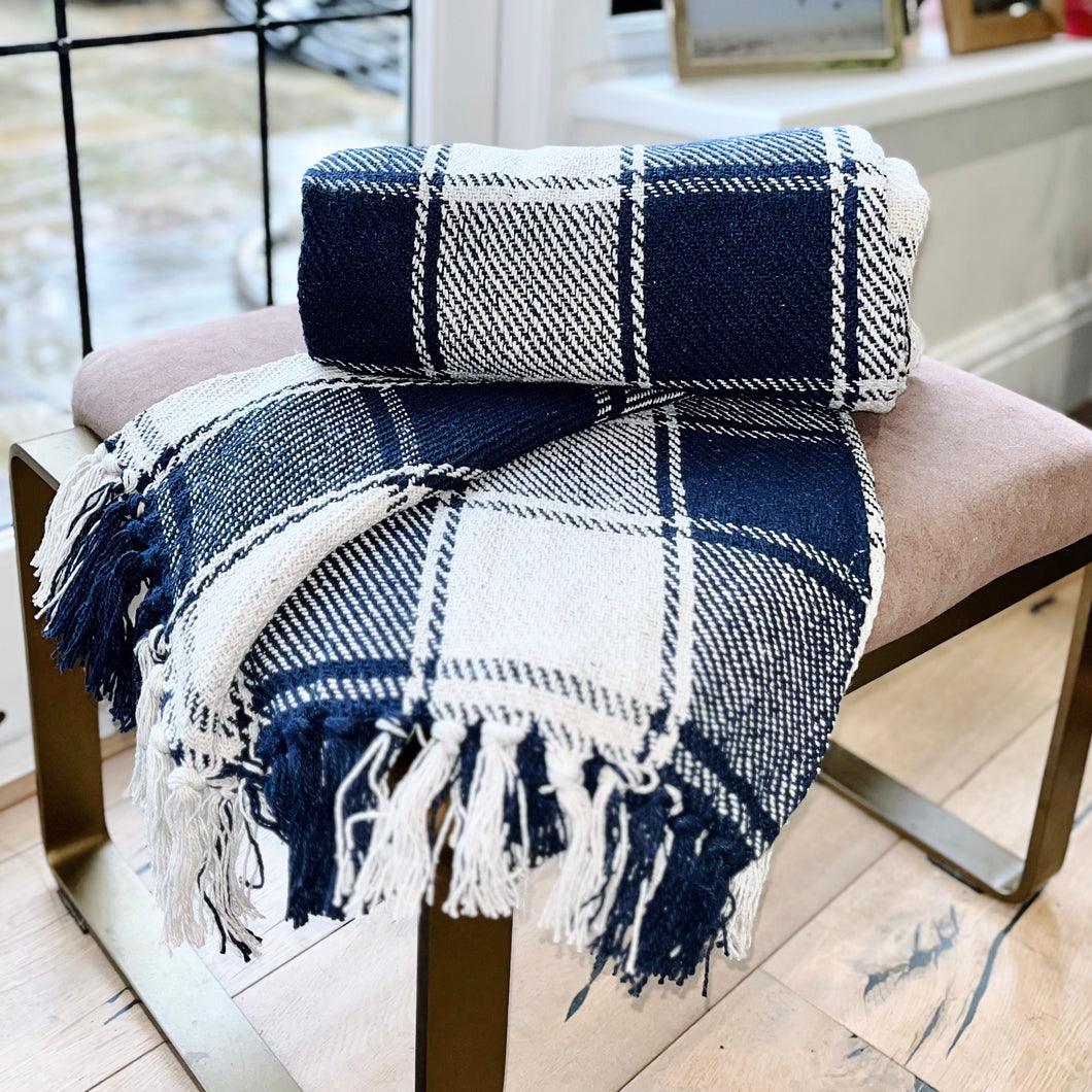 Tartan Check Throw - Blue
