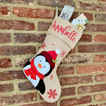 Load image into Gallery viewer, Hessian Penguin Stocking
