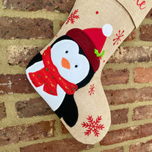 Load image into Gallery viewer, Hessian Penguin Stocking
