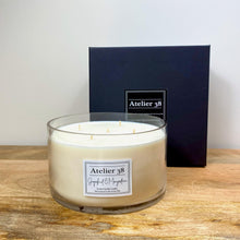 Load image into Gallery viewer, Atelier 38. Extra Large, Multi-wick, Clear Glass Candle. Grapefruit and Mangosteen. Luxury Soy Wax Candle.
