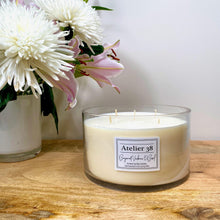Load image into Gallery viewer, Atelier 38. Extra Large, Multi-wick, Clear Glass Candle. Bergamot Verbena and Basil. Luxury Soy Wax Candle.

