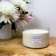 Load image into Gallery viewer, Atelier 38. Extra Large, Multi-wick, Clear Glass Candle. Tuscan Summer. Luxury Soy Wax Candle.
