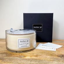 Load image into Gallery viewer, Atelier 38. Extra Large, Multi-wick, Clear Glass Candle. Grapefruit and Mangosteen. Luxury Soy Wax Candle.
