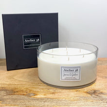 Load image into Gallery viewer, Atelier 38 Luxury Soy Wax Candles. Jasmine &amp; Gardenia, Maxi Deluxe - 7 wick Bowl - beautiful gift packaging, 1.7kg, approx burn time of 100 hours (Height 10cm, Diameter 20cm)
