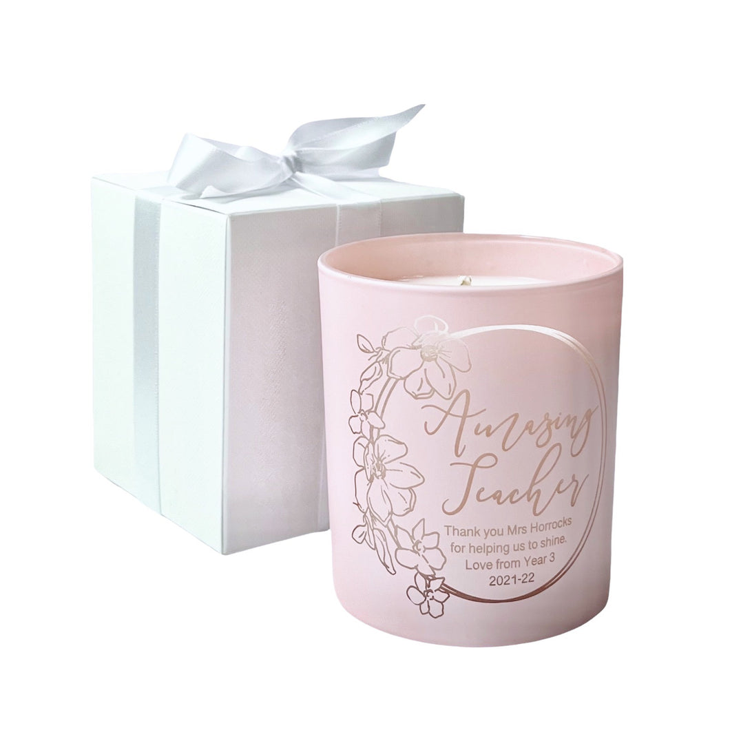 Personalised Floral Teacher's Candle