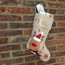 Load image into Gallery viewer, Hessian Reindeer Stocking
